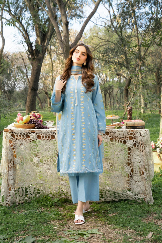 Purity - 3 PC Stitched Embroidered Cotton Lawn Suit