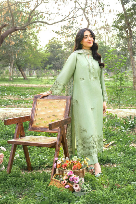 Eyelet - 3 Pc Stitched Embroidered Lawn Suit