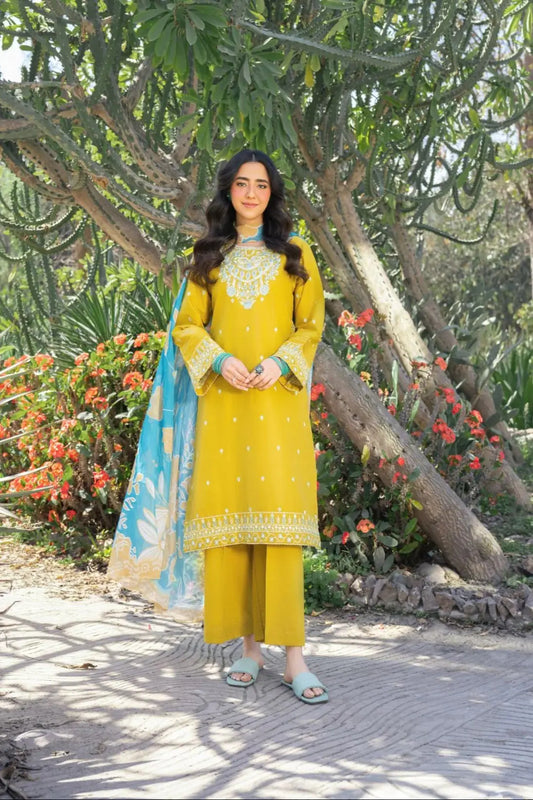 Golden Glow -  3 Pc Stitched Embroidered Cotton Lawn